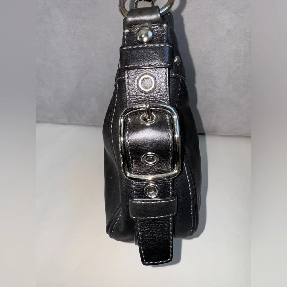 Coach Black Leather Zoe Shoulder Bag EUC Y2k Silver Hardware Hobo